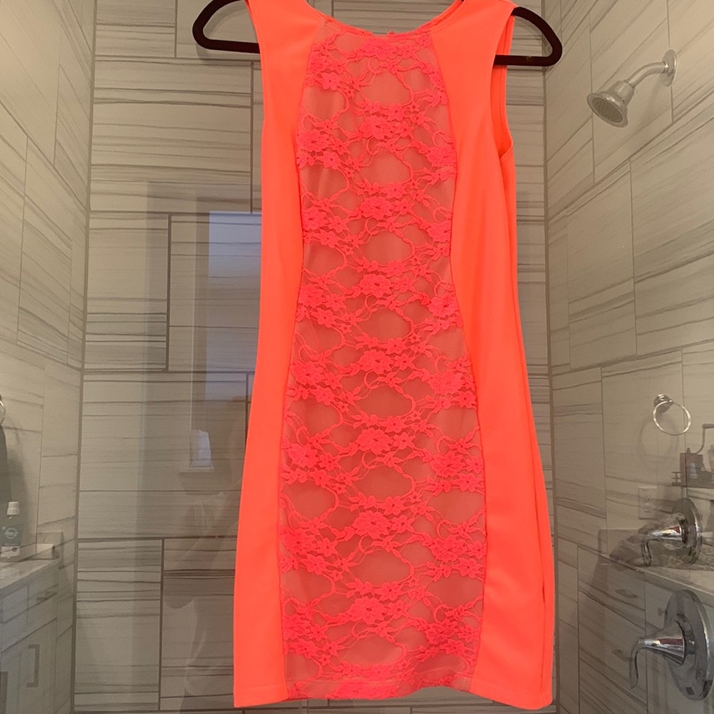 Fitted dress in peach color by Midnight Doll